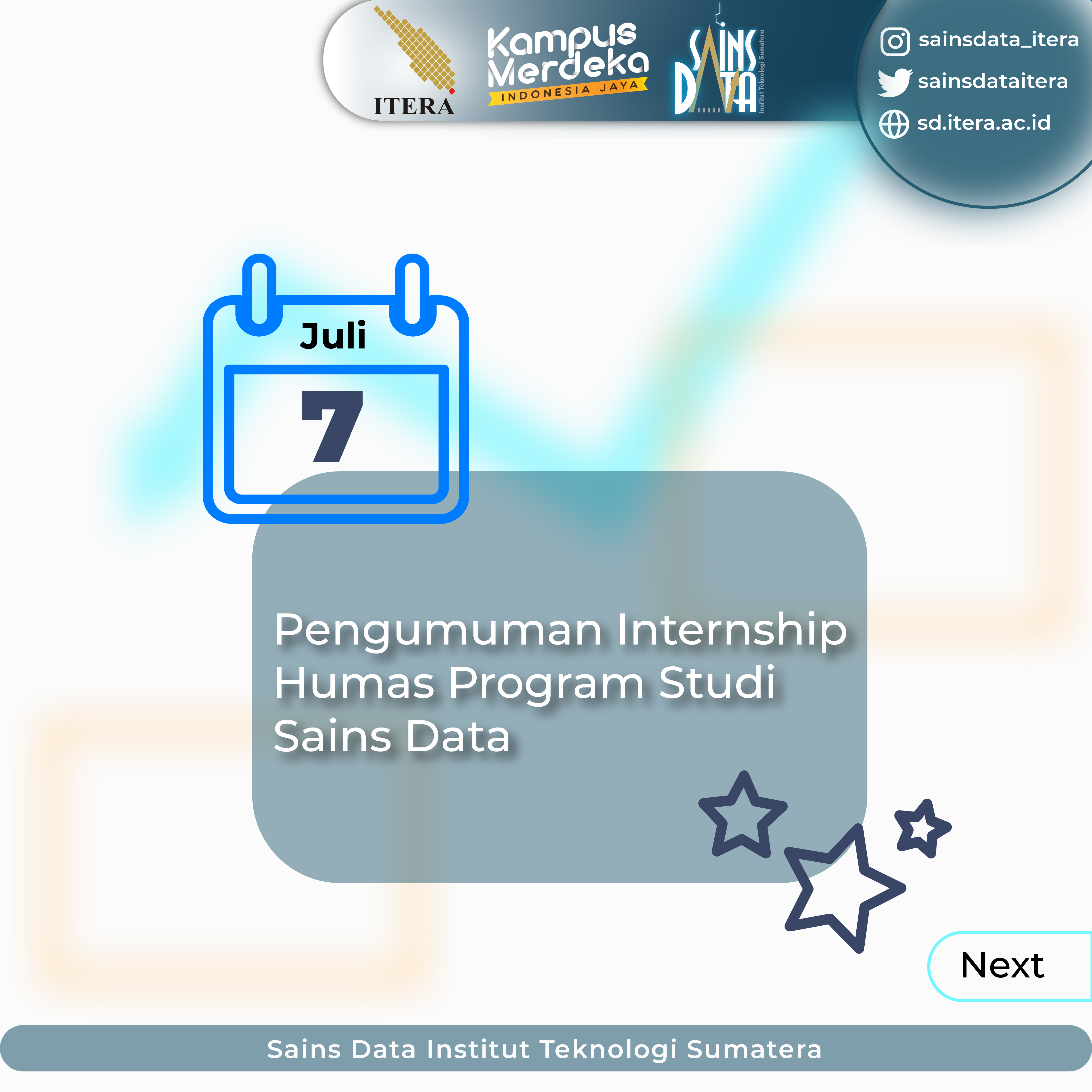 Read more about the article Pengumuman Internship Humas Program Studi Sains Data 2023